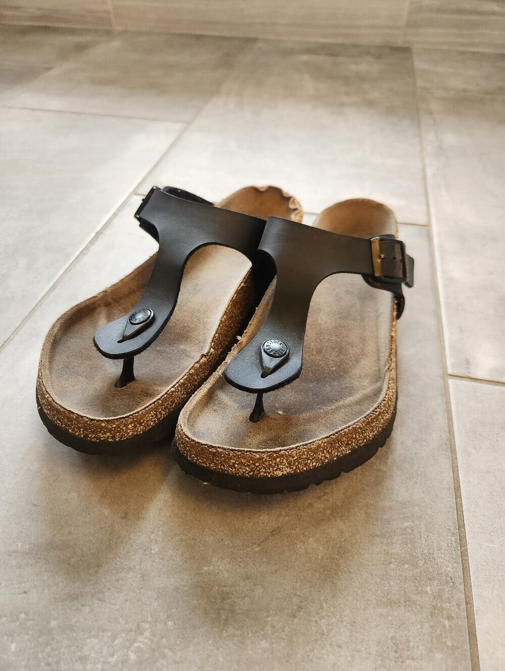 Birkenstock Narrow Version Black Thong Gizeh Sandals Approximate Size 9.5 US
